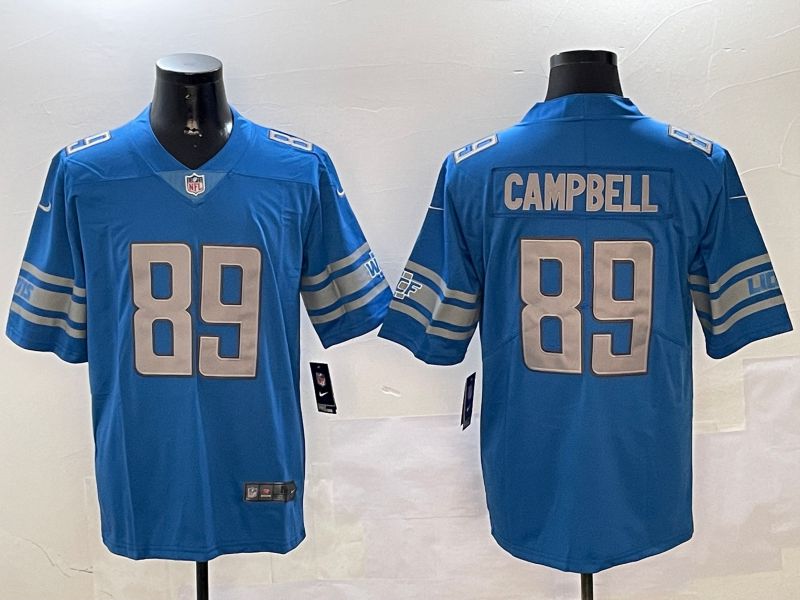 Men Detroit Lions #89 Campbell Blue three generations 2024 Nike Limited NFL Jersey style 0102
